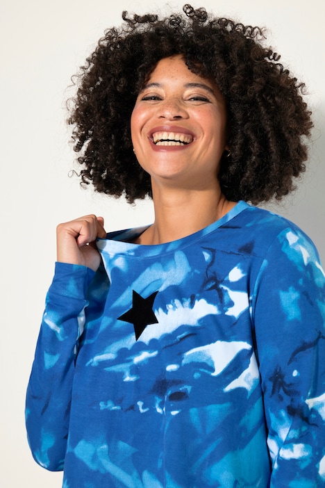 Sweatshirt, A-Linie, Batik-Druck, Stern