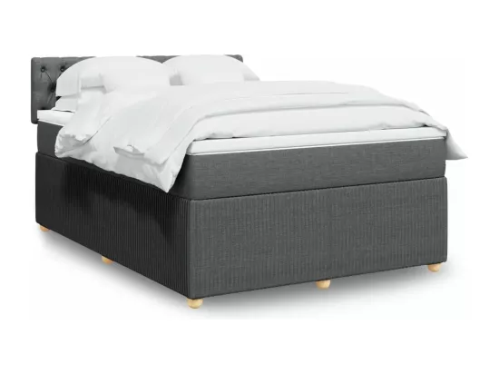 Sommier à lattes de lit avec matelas Gris foncé 160x200cm Tissu