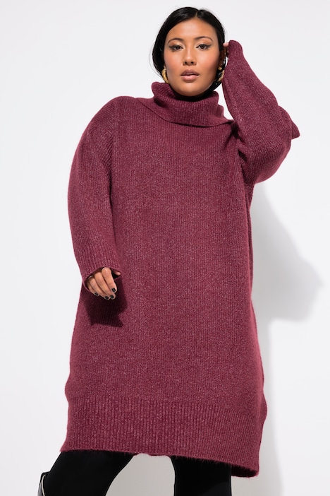 Strick-Minikleid, oversized, Rollkragen, Langarm