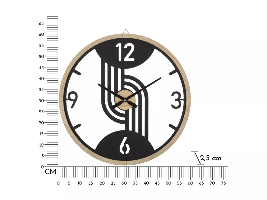 Horloge murale ronde en métal et bois marron Ø cm 60x2,5