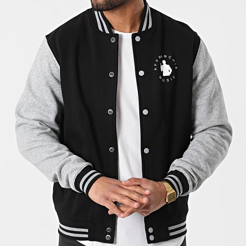 Veste Teddy Silhouette Noir Gris Chiné Blanc
