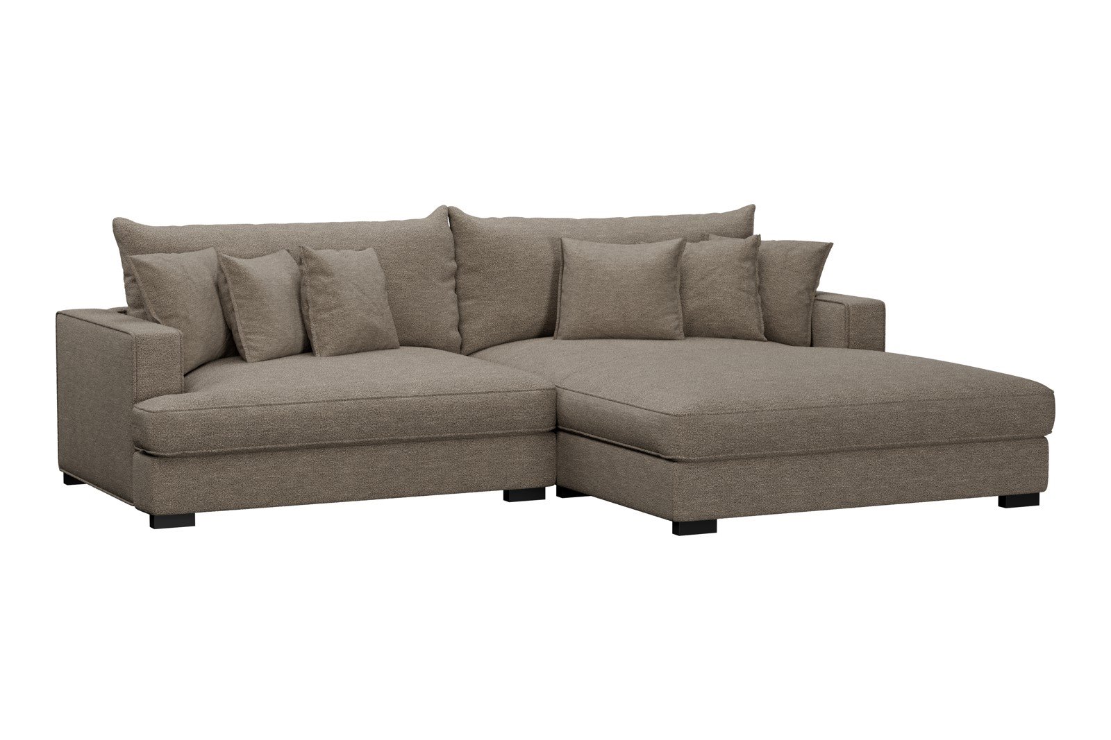 Rossi Lux 2-seter med XL sjeselong høyre Tekstil Beatto 1023 Grønn Grå, arm A med sorte ben. Lux Komfort.