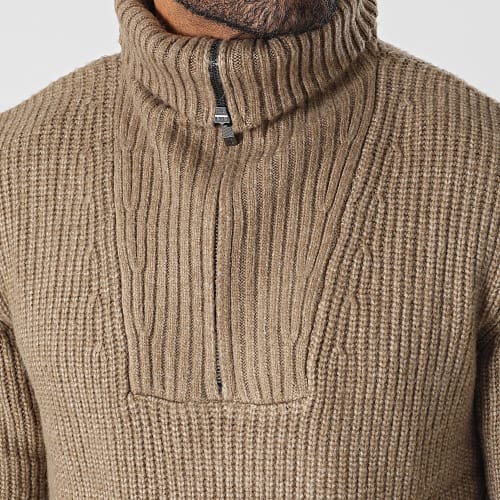 Pull Col Zippé Carmino 11516670D Beige