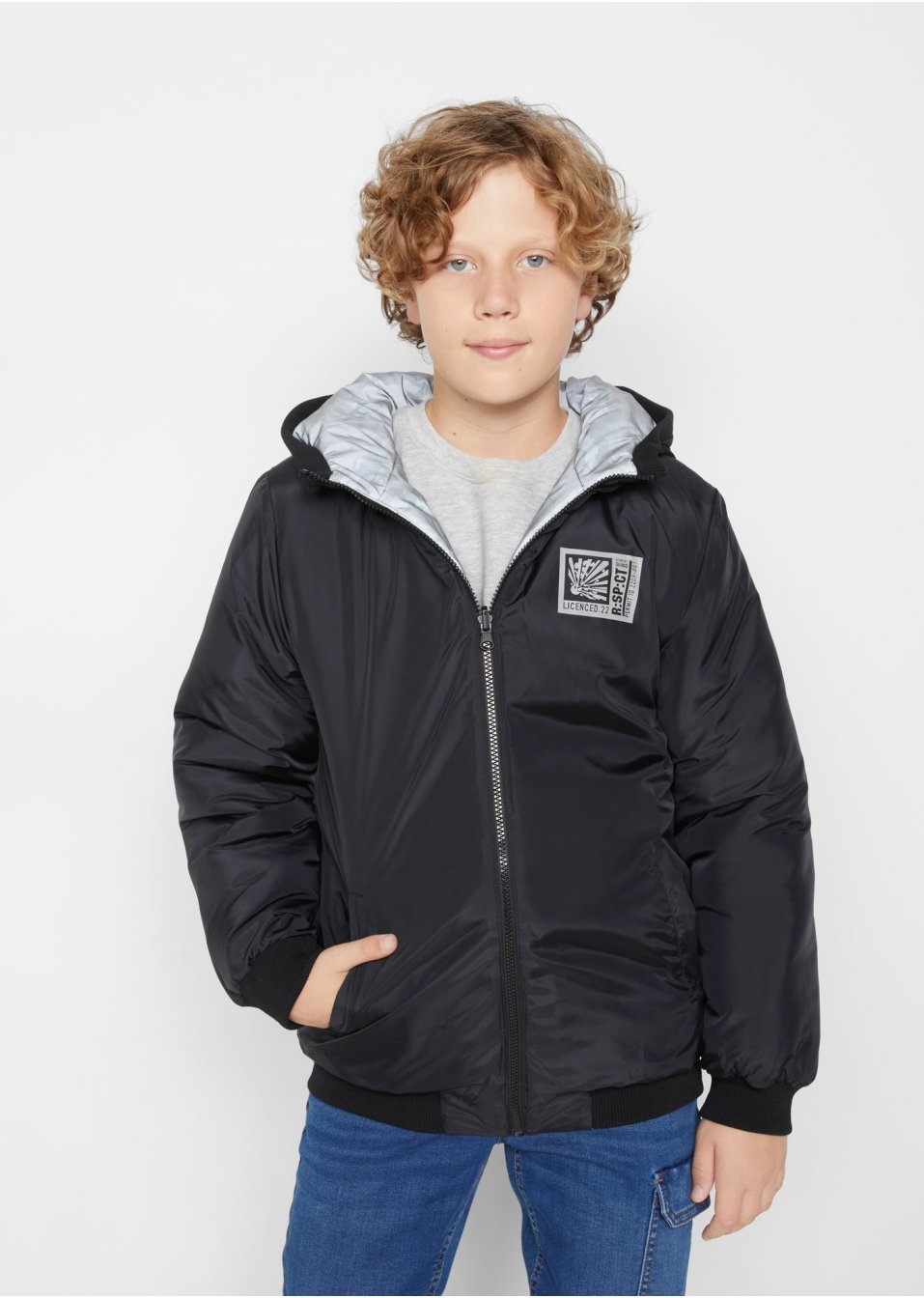 Veste réversible garçon réfléchissante, motif camouflage