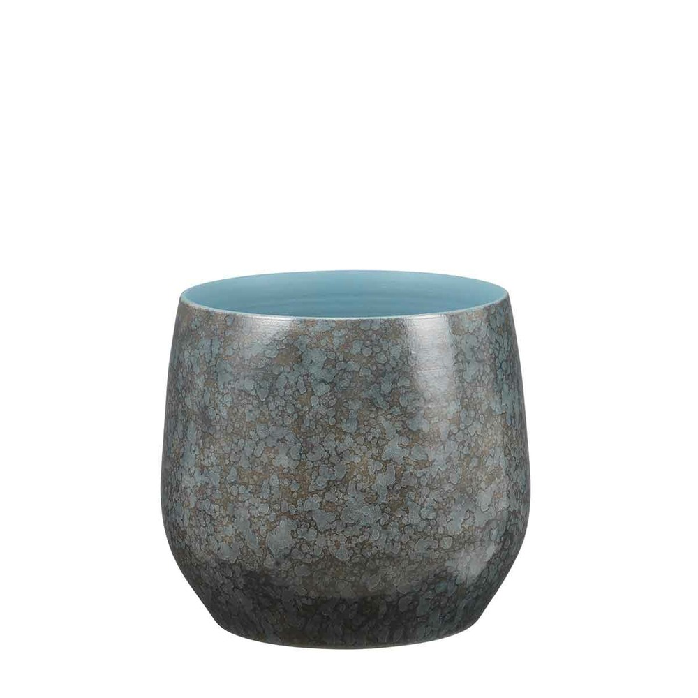 Mica decorations pot de fleur oliver - 29x29x26 cm - terre cuite - bleu