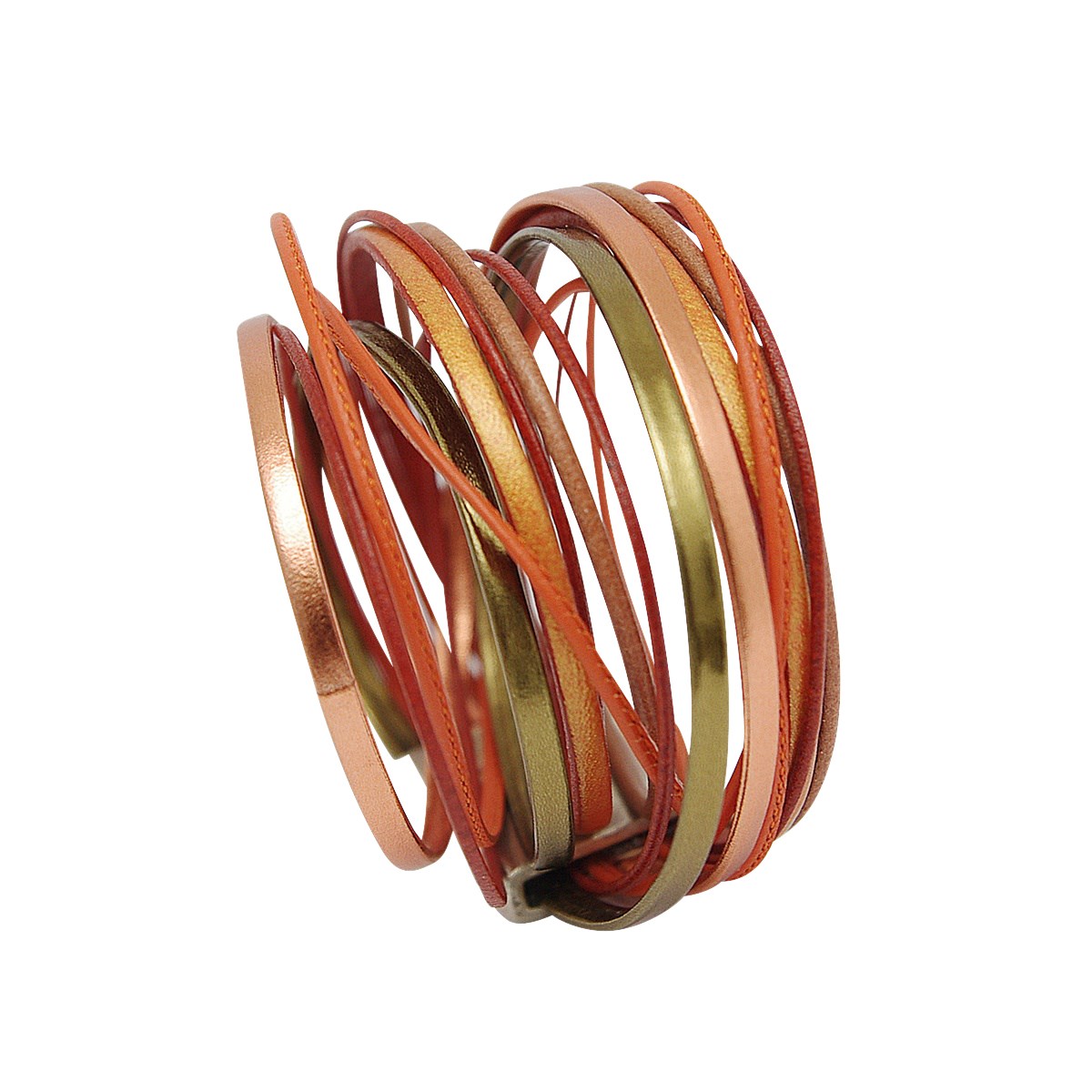 Bracelet en cuir multiliens orange femme Amarok