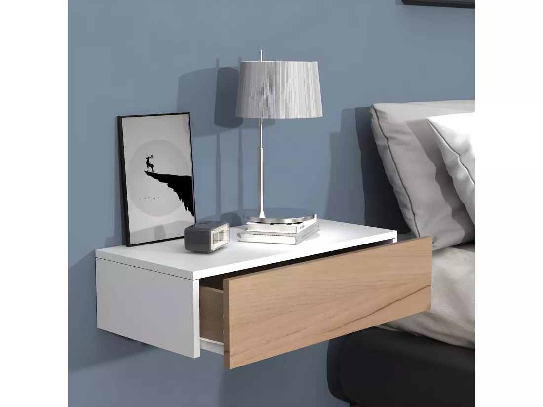 Table de nuit murale suspendue en bois Usal M 60 cm