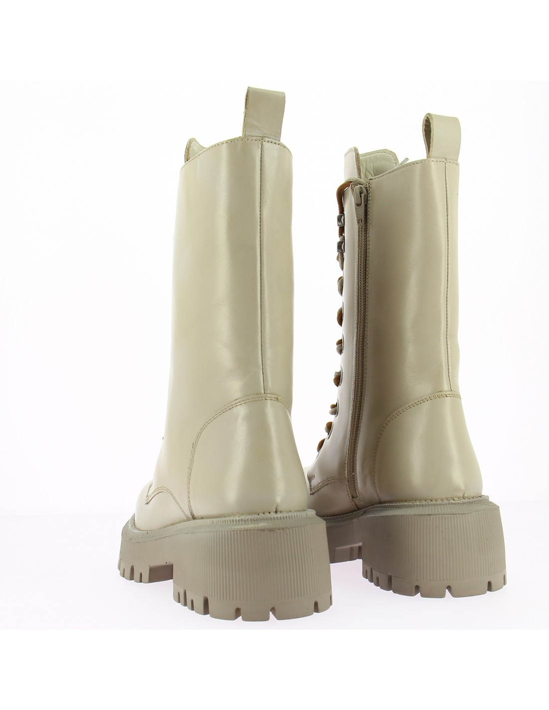 kharisma bottines à talons femme cuir crème semelle taupe