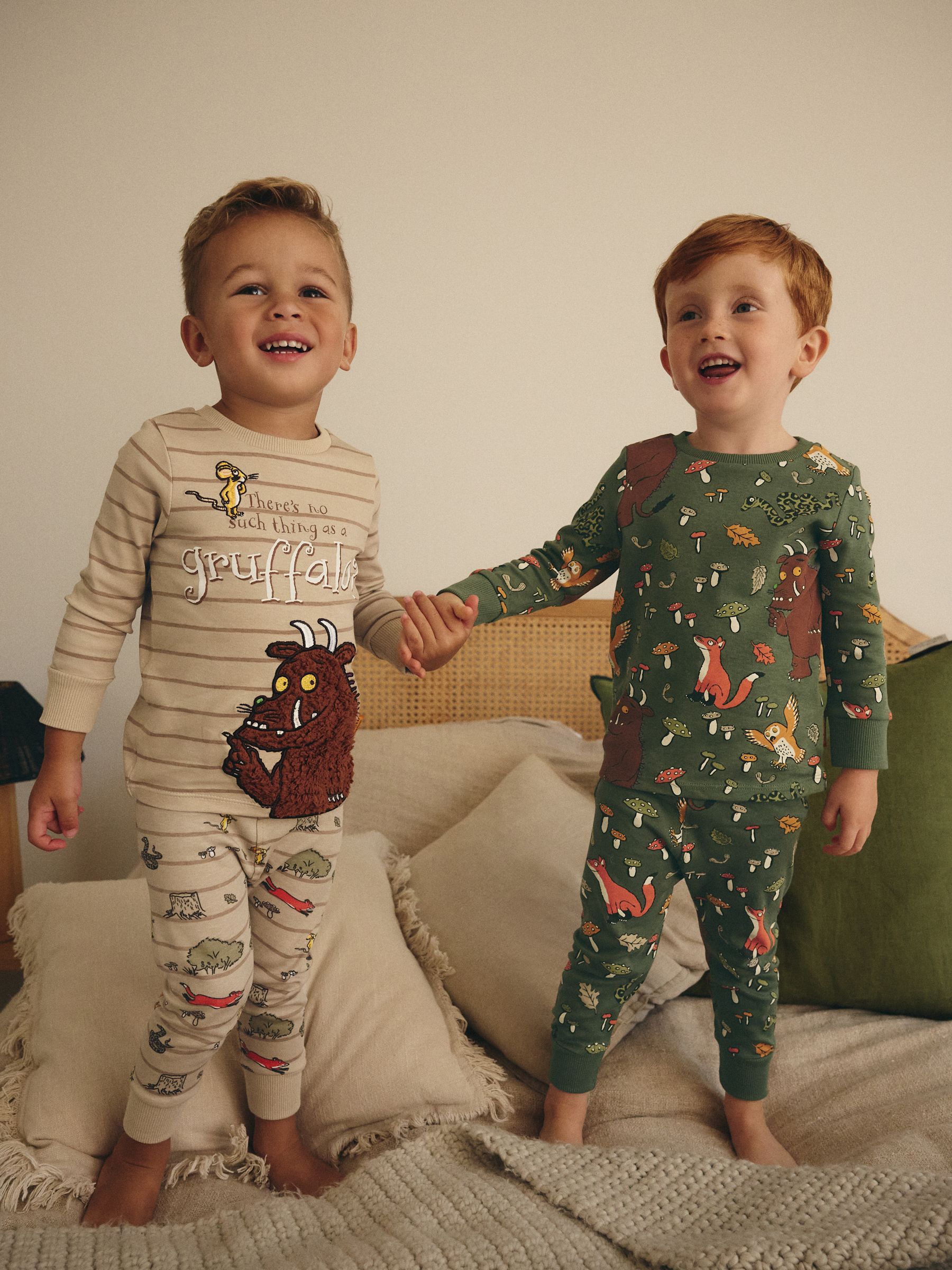 Kaki/Crème Gruffalo - Verpakking van 2 knusse pyjama's (9 mnd-9 jr)