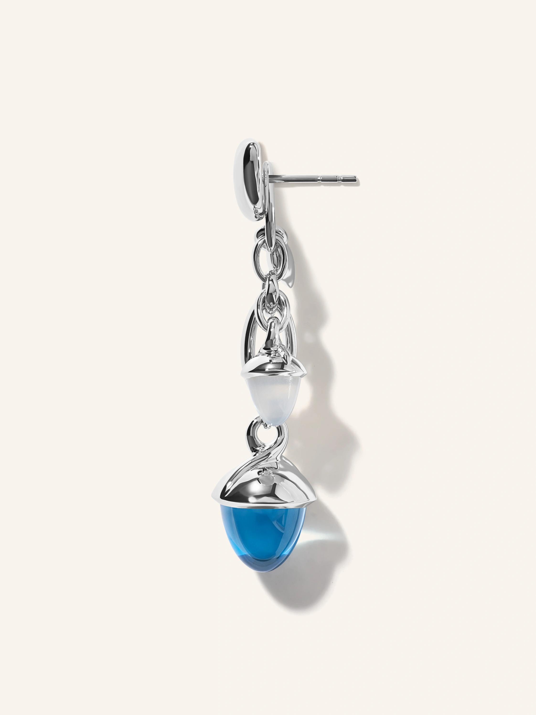 TAMARA COMOLLI Ohrringe OHRRINGE MIKADO DANGLING 2 ACORNS - 'OCEAN' 18K Weißgold