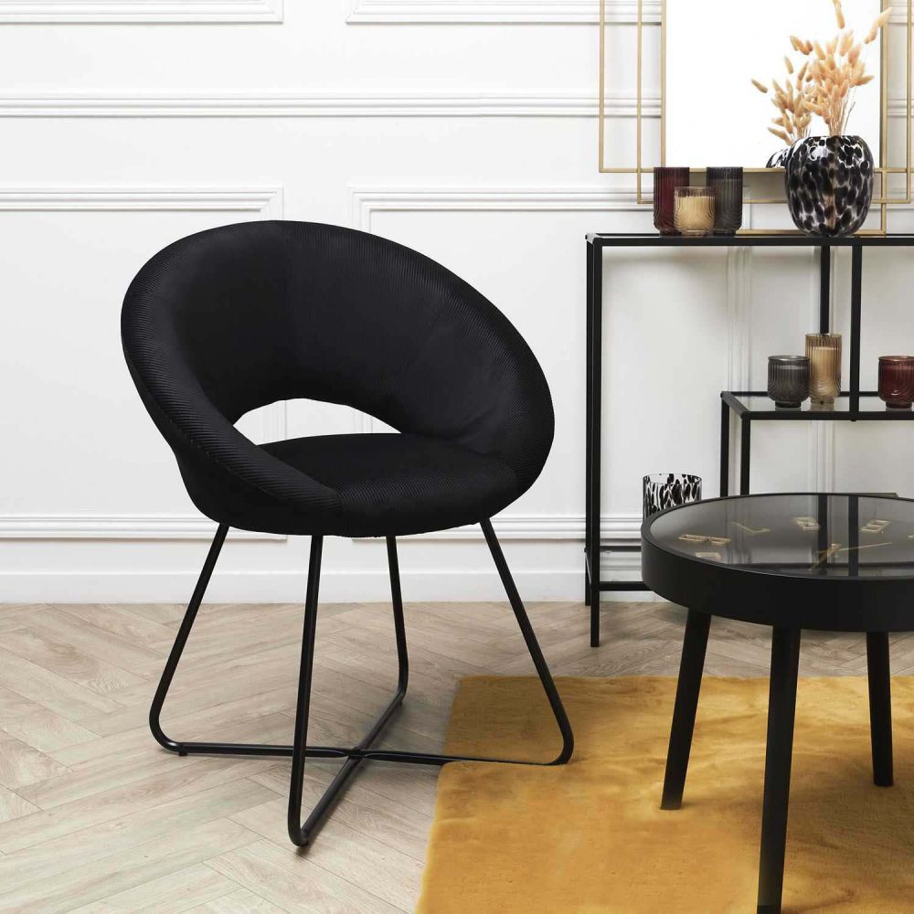 Fauteuil rond en velours cotelé giulia