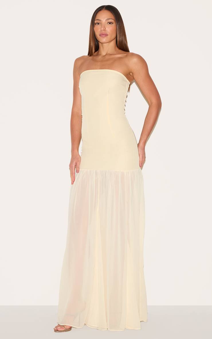 Amande Robe Longue Tall À Bandeau Avec Détails En Mousseline