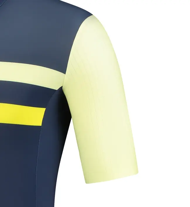 FYTS SNLR Fietsshirt Korte Mouwen Donkerblauw/Geel Heren