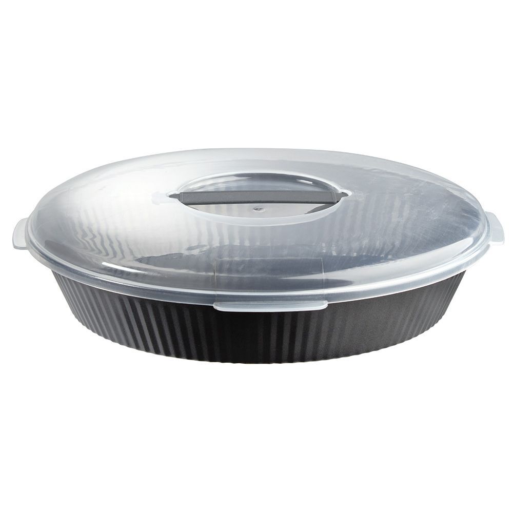 Plat à gâteau transportable forme rond gris