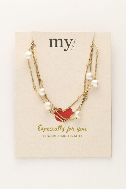 Ketting met drie kettinkjes en parels