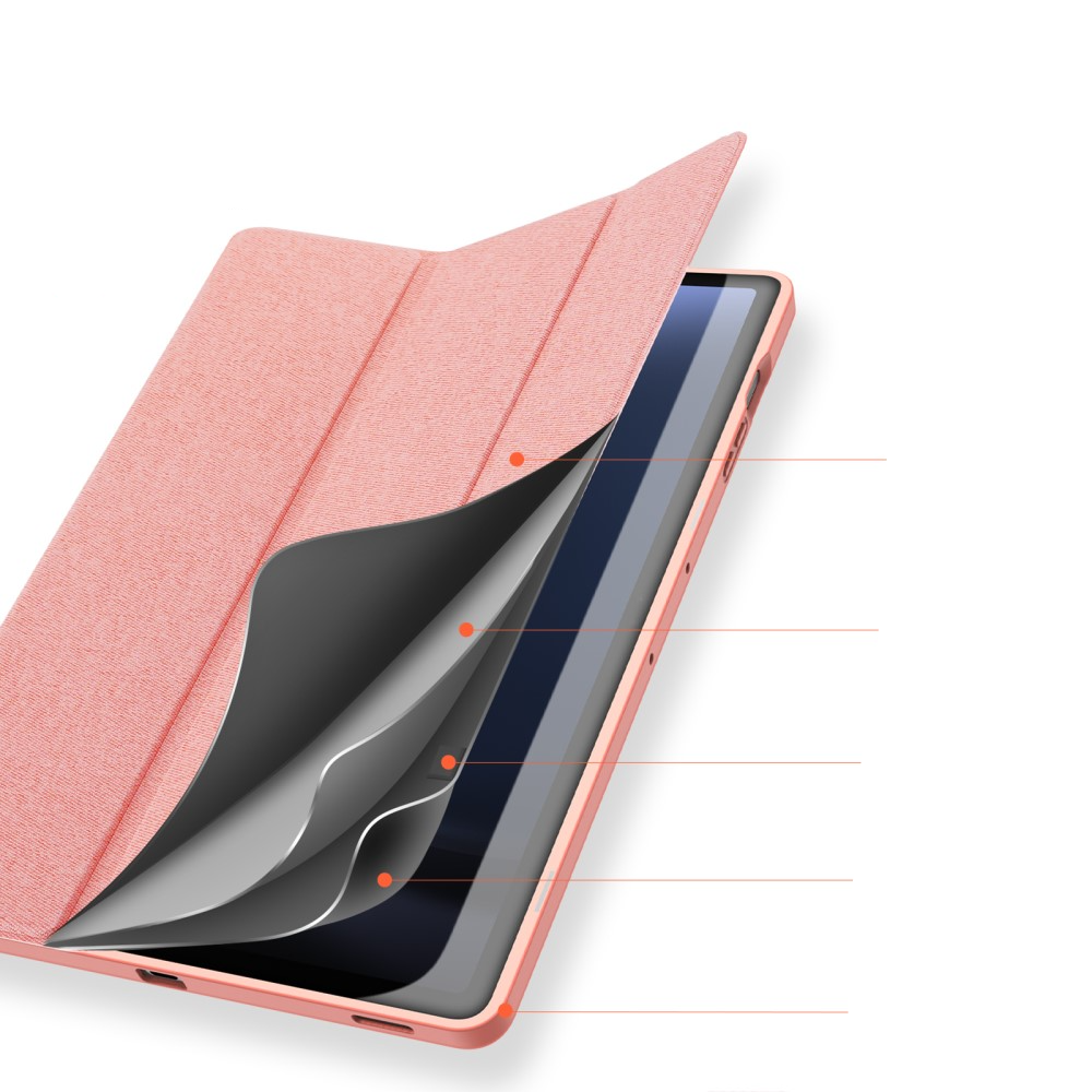 Samsung Galaxy Tab S9 FE  Plus Tasche Smart Cover Hülle Stoff Design mit S-Pen Halterung - Rosa