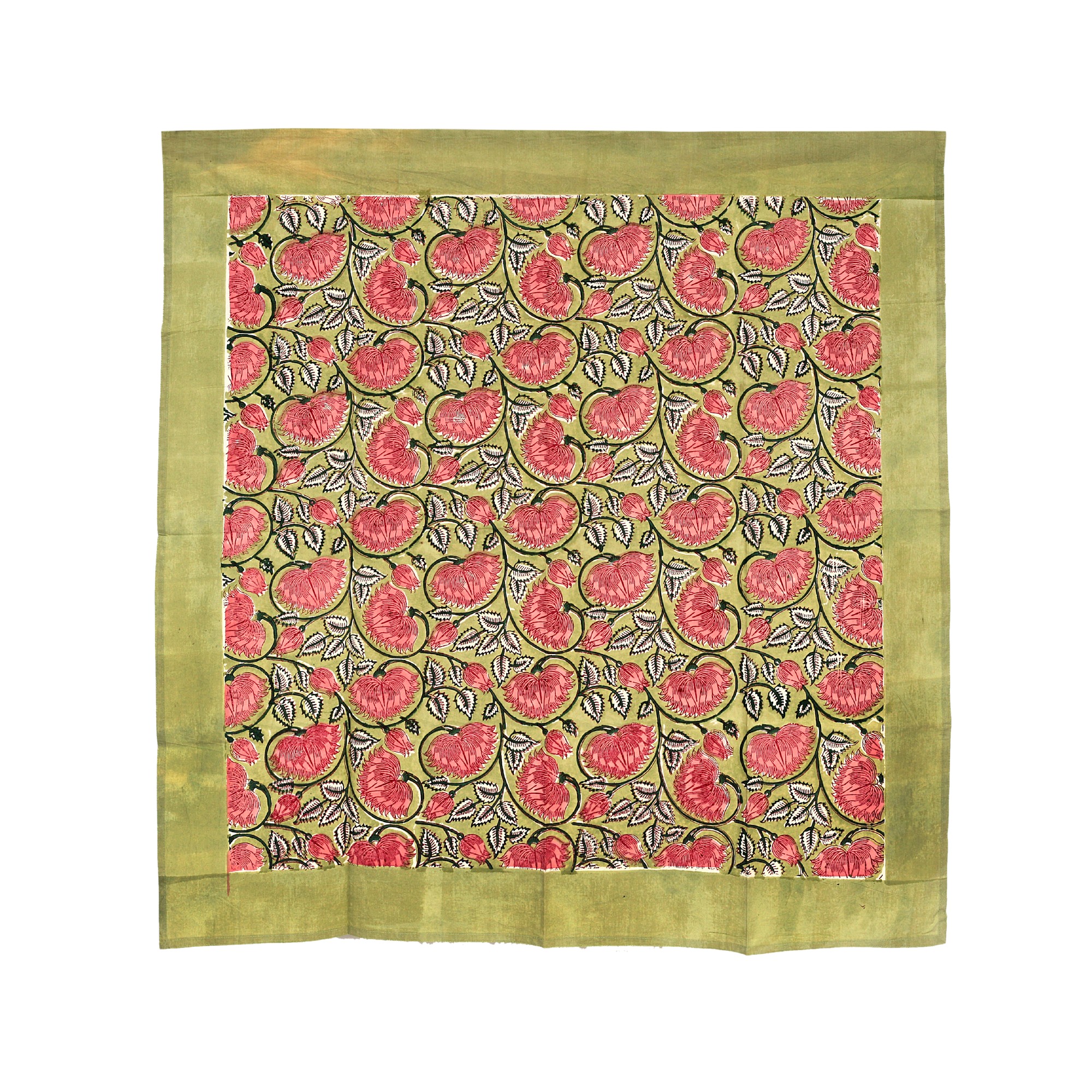 Tischdecke, oliv, rot, T 150 cm, B 220 cm von fischer's lagerhaus
