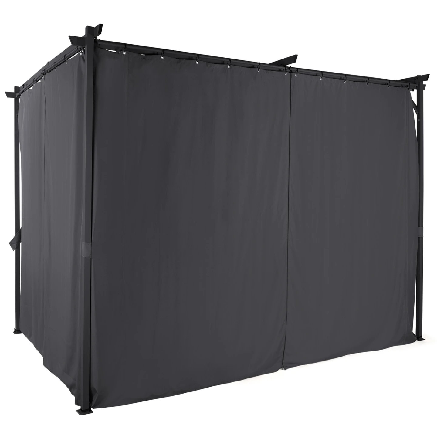 Pergola édition limitée toit rétractable 3x3 M et 4 rideaux gris anthracite