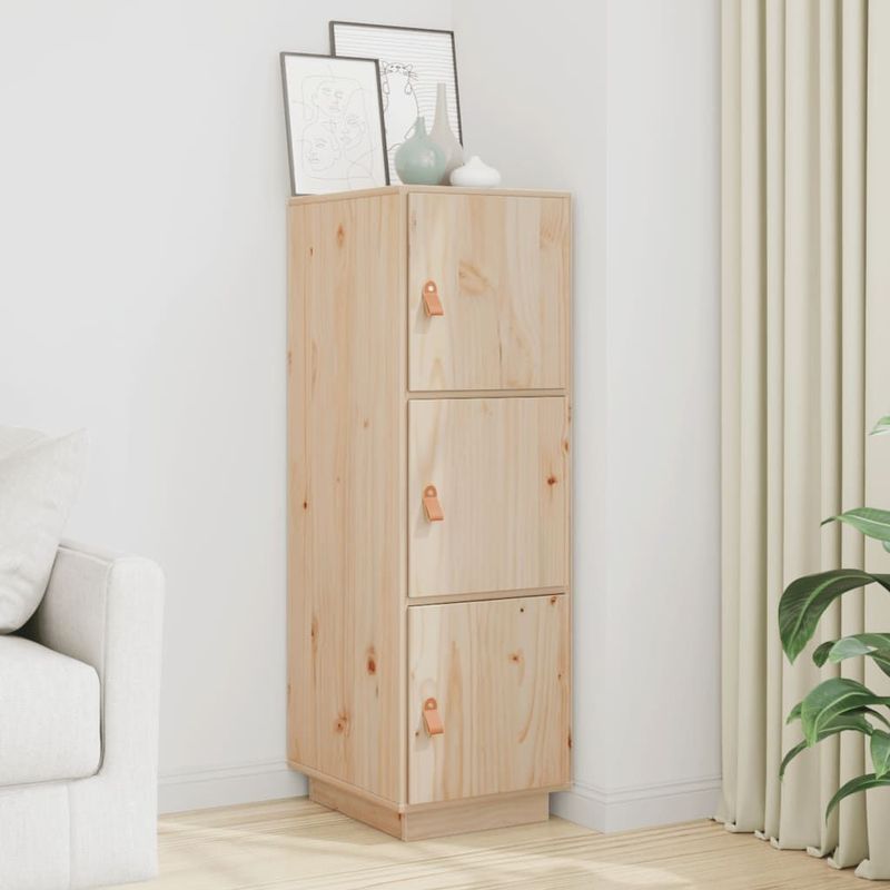 vidaXL Hoge Kast - Massief Grenenhout - 3 Vakken - 34x40x108,5 cm