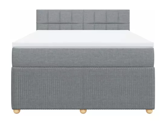 Sommier à lattes de lit avec matelas Gris clair 160x200cm Tissu