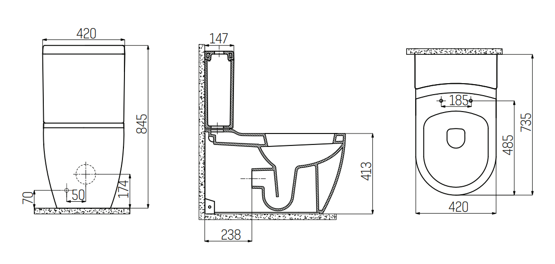 Sanigoods Grande breed staand toilet wit glans