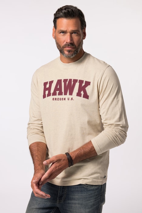 JP 1880 Langarmshirt, Brustprint, bis 8 XL