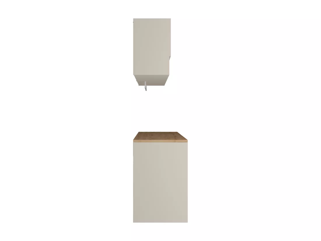 Meubles de buanderie pour machine à laver avec plan de travail - L182 cm - Couleur beige et naturel clair - NATAJI