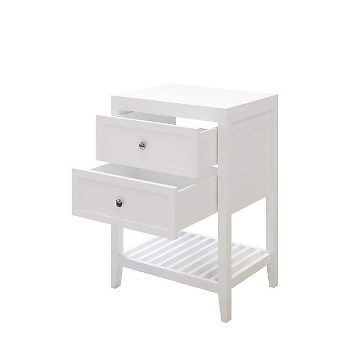 Meuble sous vasque à poser 2 tiroirs GoodHome Perma blanc 60 cm + plan de toilette