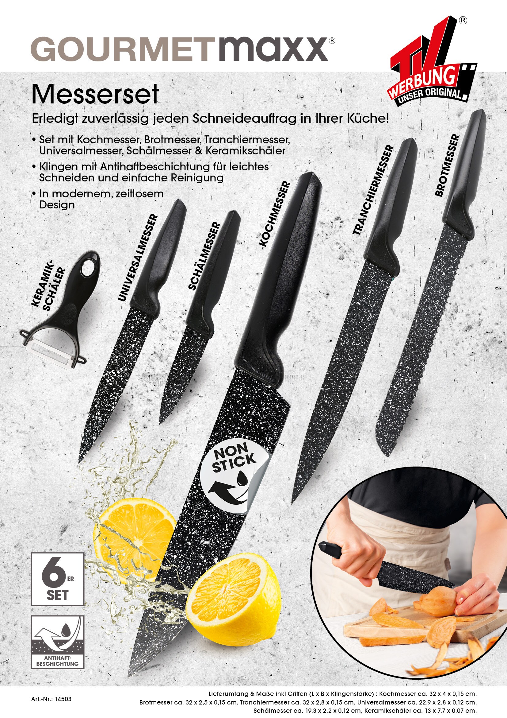 GOURMETmaxx Messerset 6-tlg. Schwarz