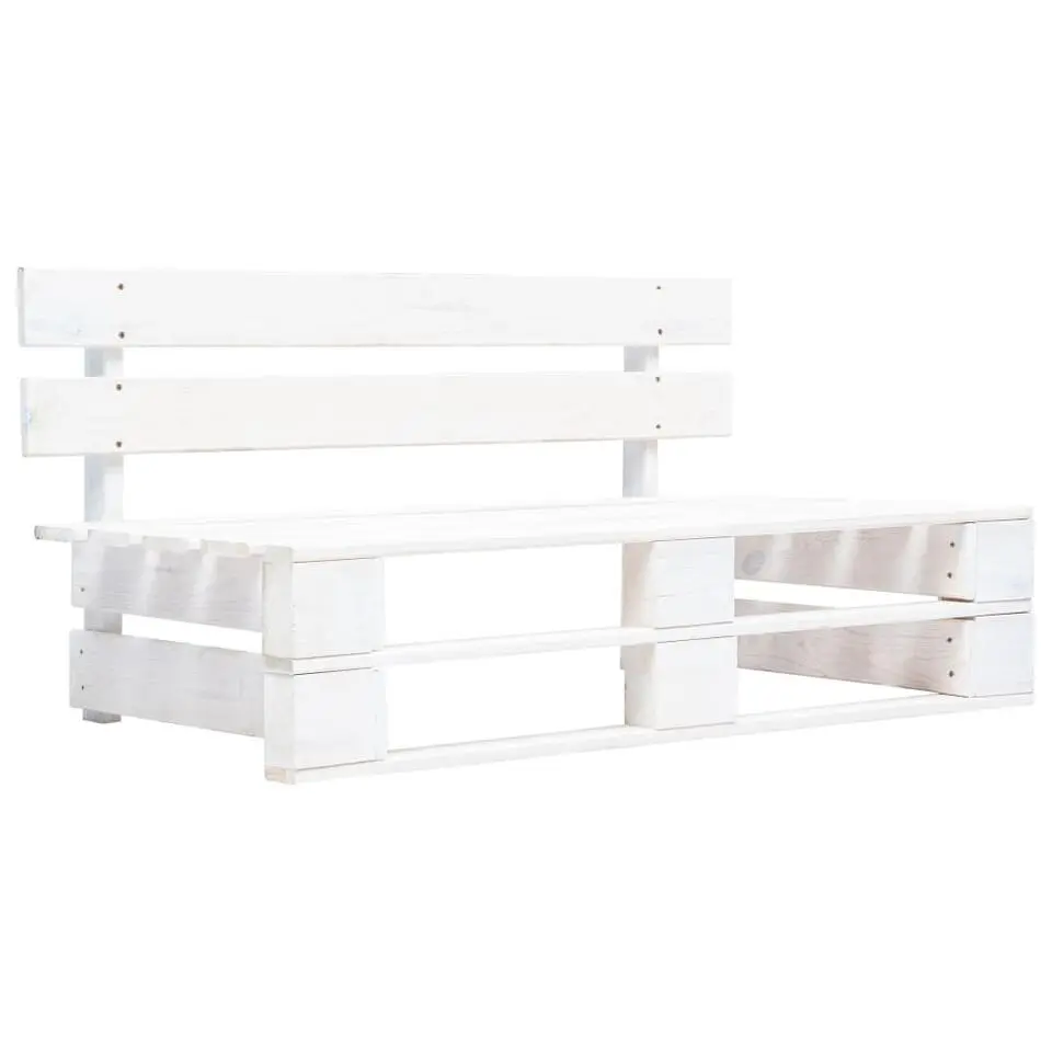 vidaXL - Tuinmiddenbank pallet - Wit - Grenenhout