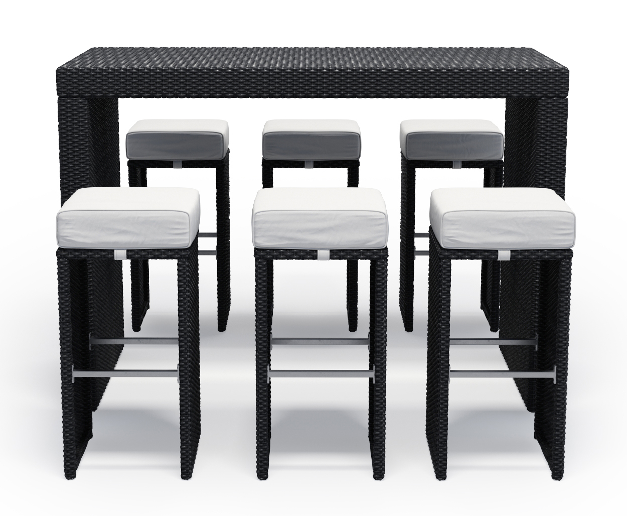 Rattan Bar Set GRANADA schwarz/weiss