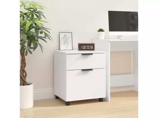 Classeur mobile avec roues Blanc 45x38x54 cm Bois d'ingénierie