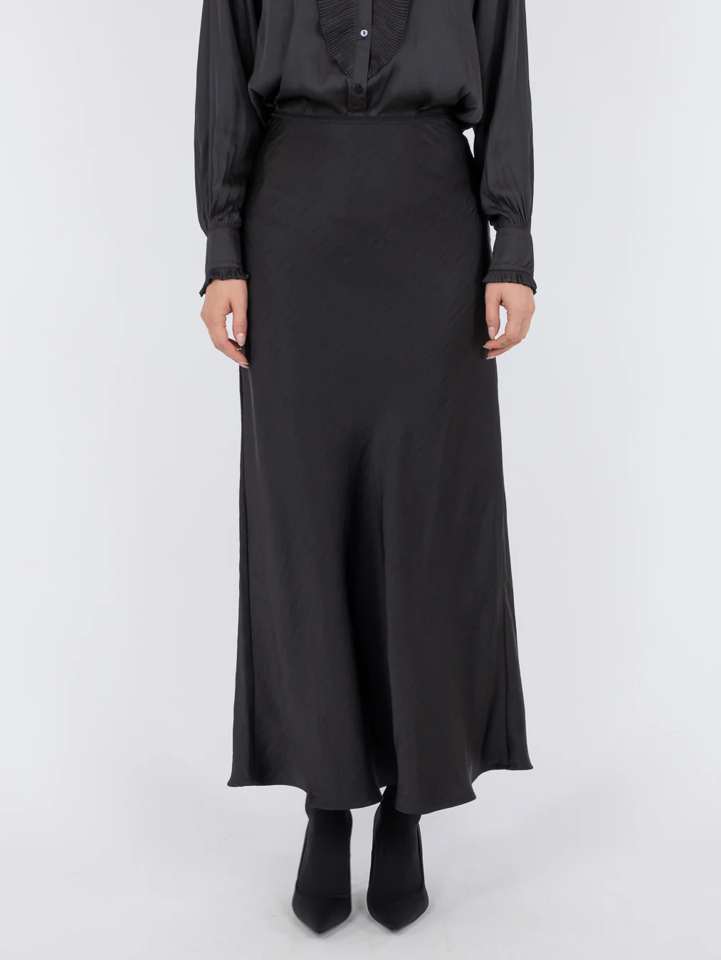 Neo Noir  Vicky Heavy Sateen nederdel - sort