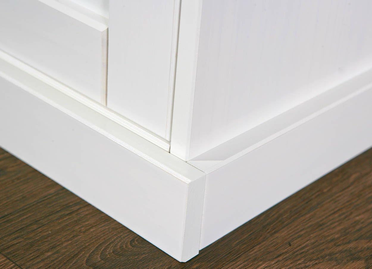 Inter Link – Vitrinenschrank – Buffet-Schrank – Esszimmerschrank – Geschirrschrank - Laudhausstil – Massivholz FSC – 4 Türen – 2 Schubladen – Westerland - 5.2, Weiss / Sepia