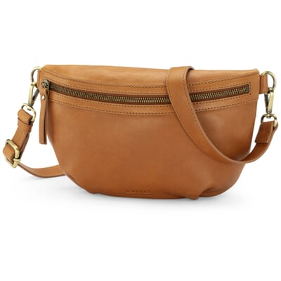 Damen-Gürteltasche Leder, Cognac