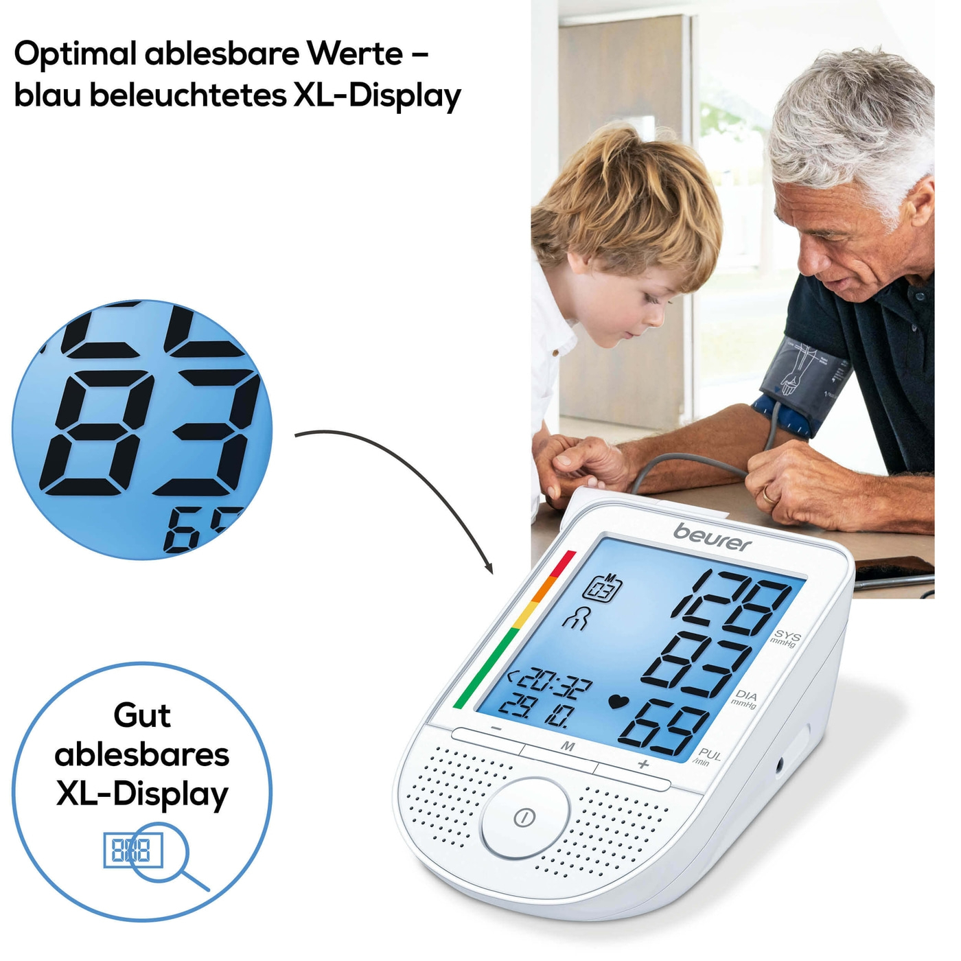 BM 49 Blutdruckmessgerät für den Oberarm mit Sprachausgabe   Arrhythmieerkennung (65628) - Weiss