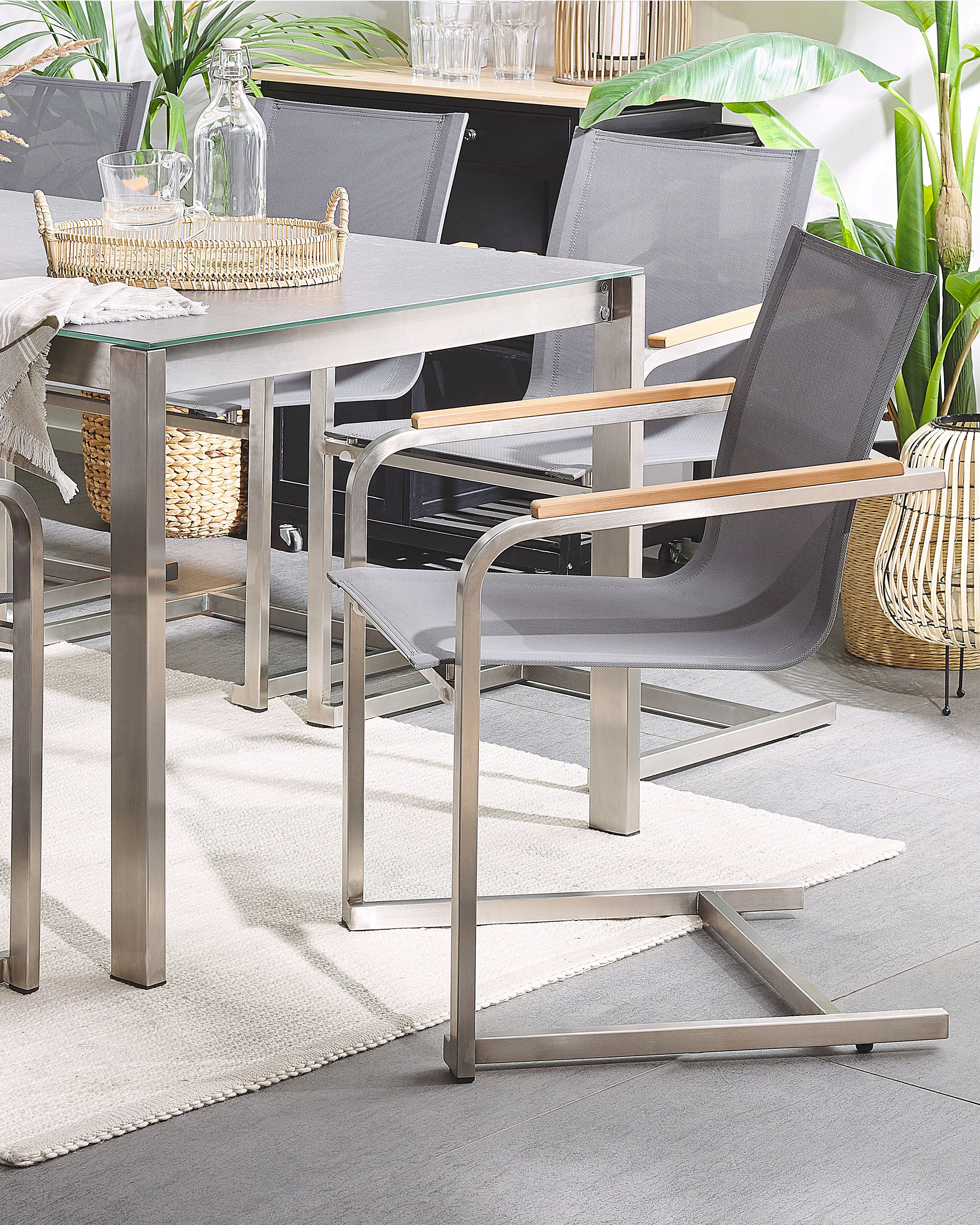 Set van 4 tuinstoelen COSOLETO Roestvrij staal Grijs