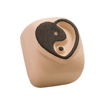 LaDot - Pierre pour tatouage éphémère - en céramique - taille S (2,2 x 2,2 cm) - cœur yin yang