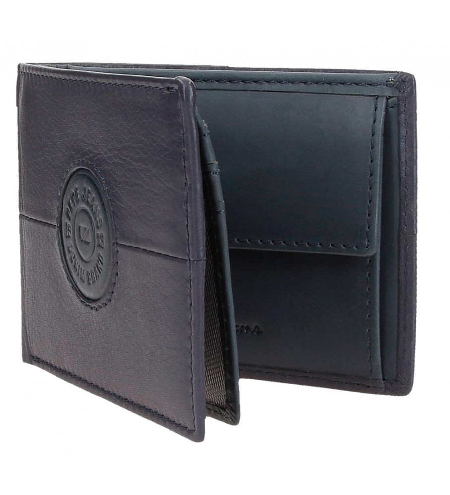 Carteira de couro Pepe Jeans Cracker azul marinho