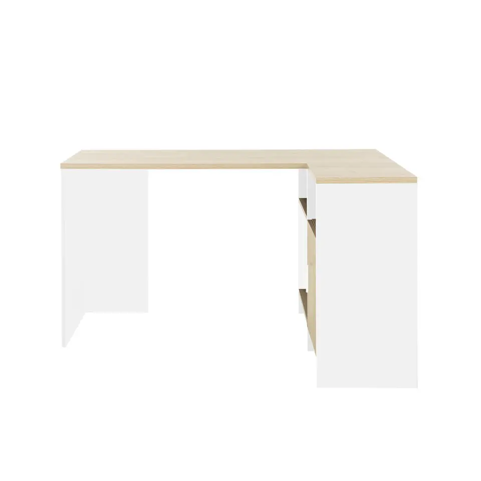 Diagone Hoekbureau Liverpool - 1 deur 3 vakken -Wit/Eikenkleur