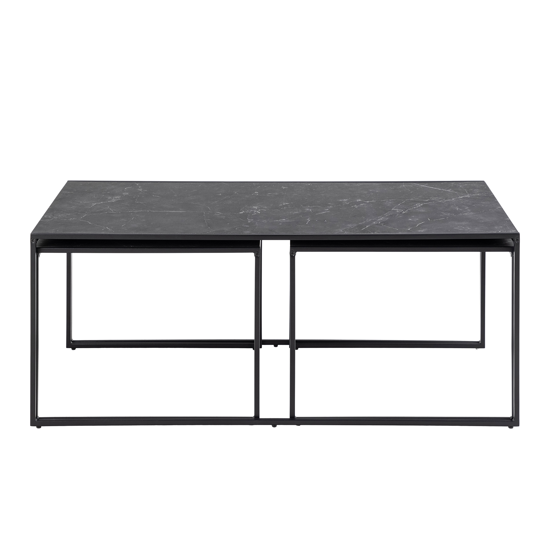 3-teiliges Couchtisch-Set INFIITY - schwarz - Marmoroptik - 120 cm