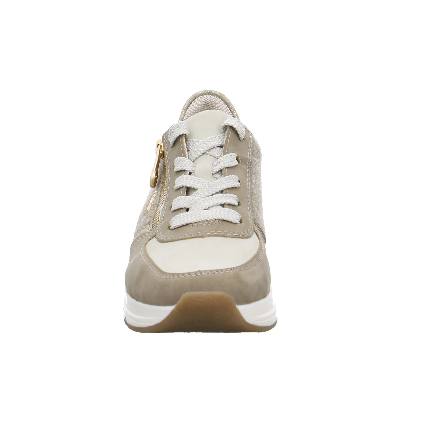 RIEKER Comfort-Schnürer Beige Lederimitat  mit Wechselfussbett