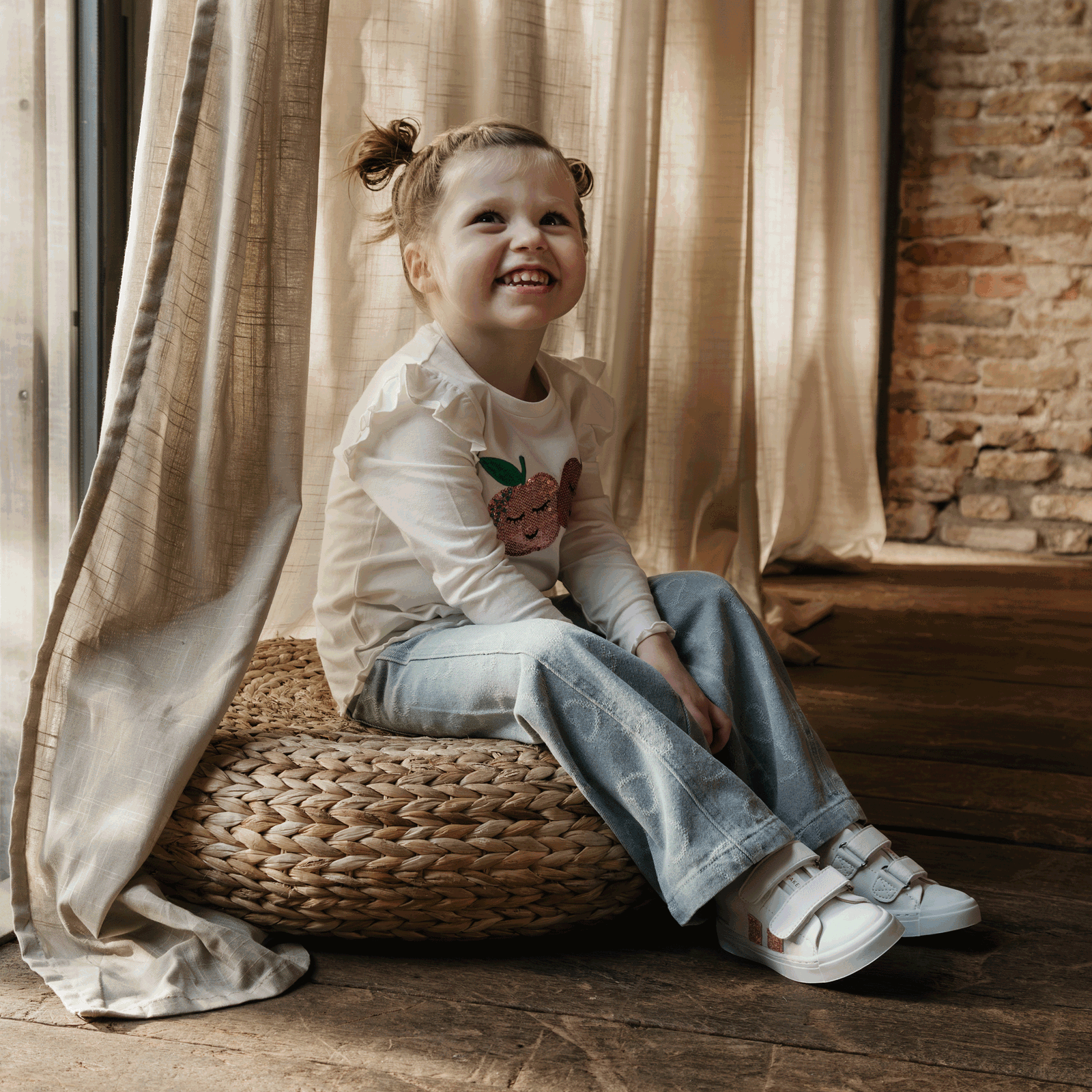 Shoesme weißer Sneaker mit rosa Glitzer