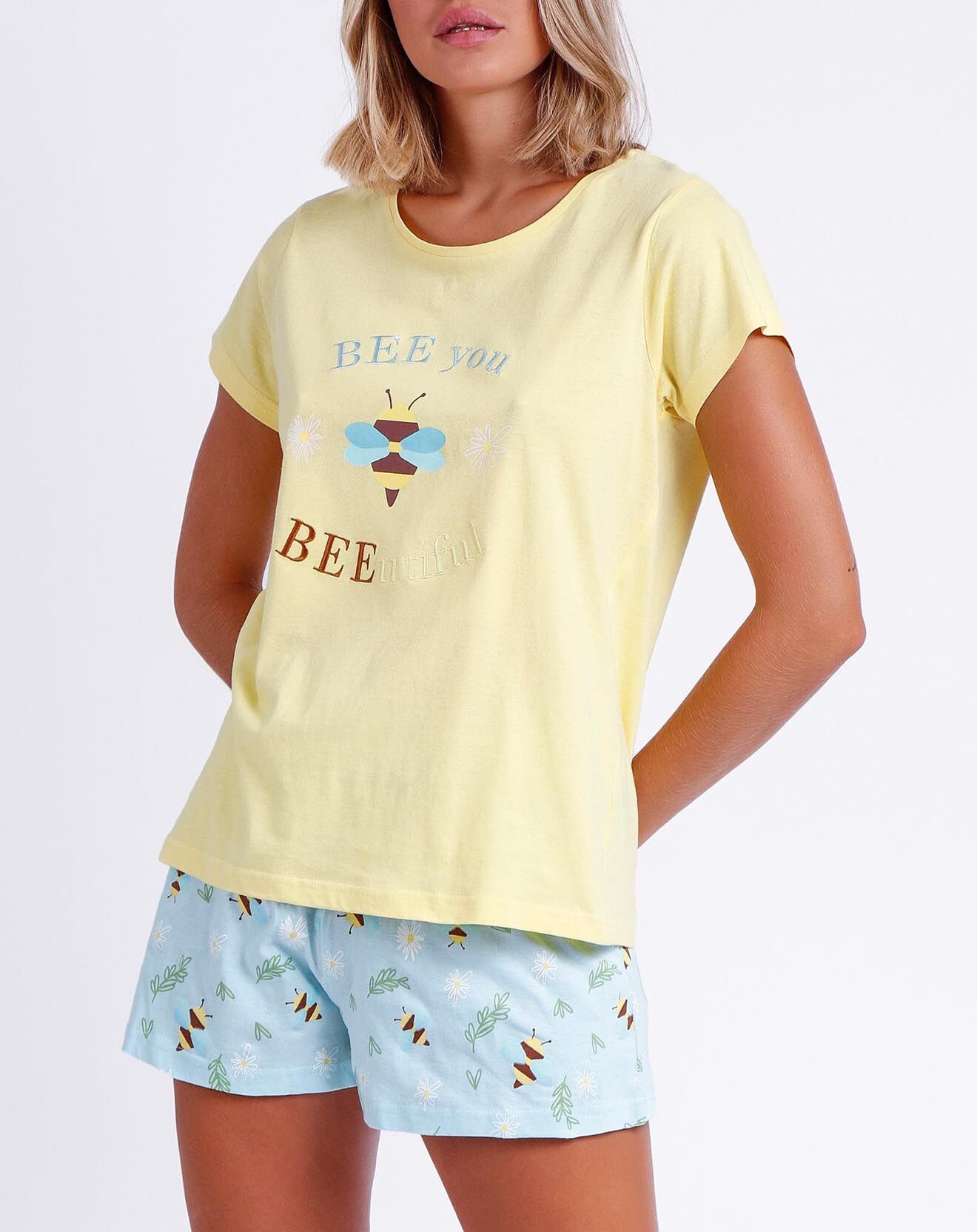 Admas Pyjama T-Shirt & Short Aaliyah jaune/bleu