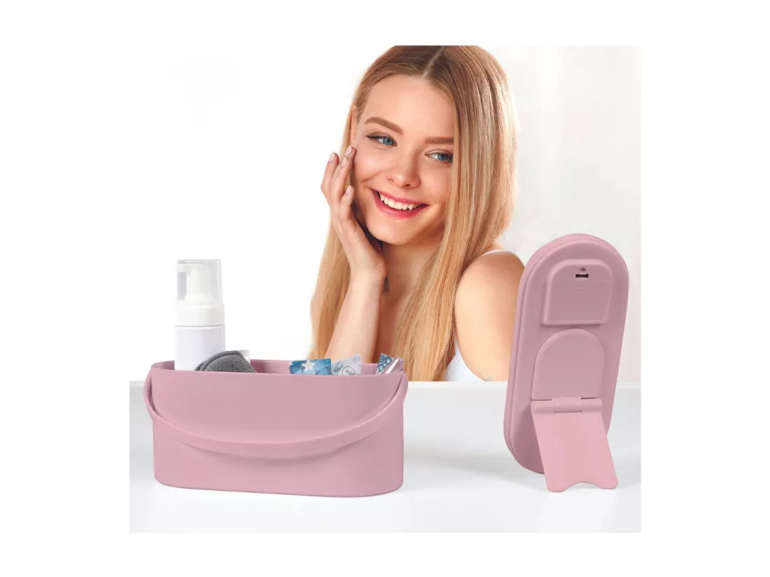 Miroir LED à poser avec rangement - L 23,3 cm x l 10,4 cm x H 11 cm