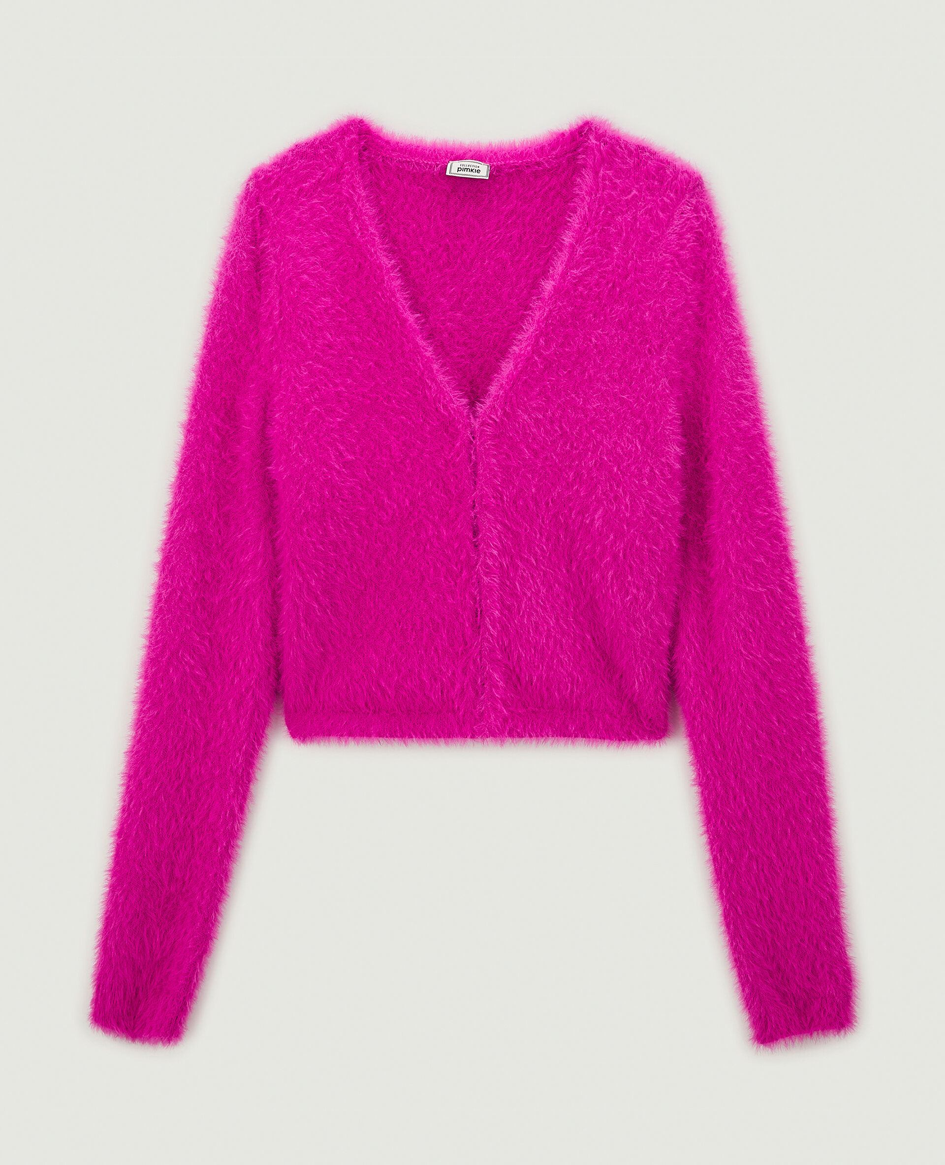 Gilet court en maille poilue - Rose