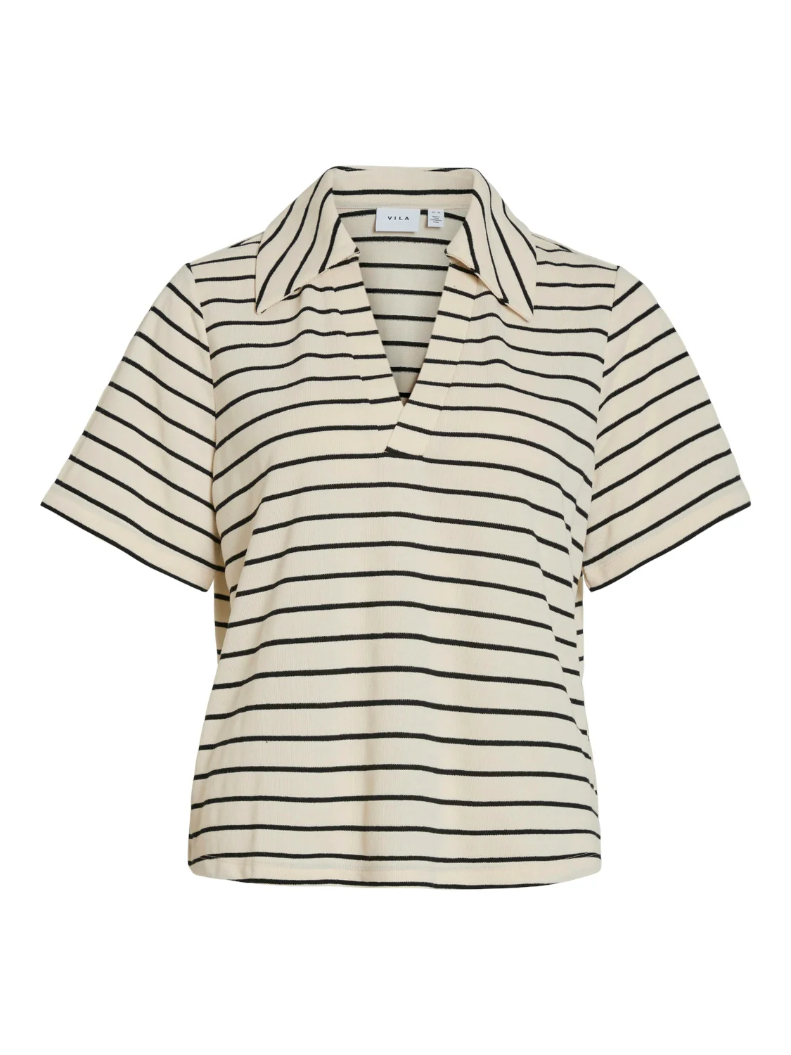 Vila  Vialo v-neck polo t-shirt - Birch