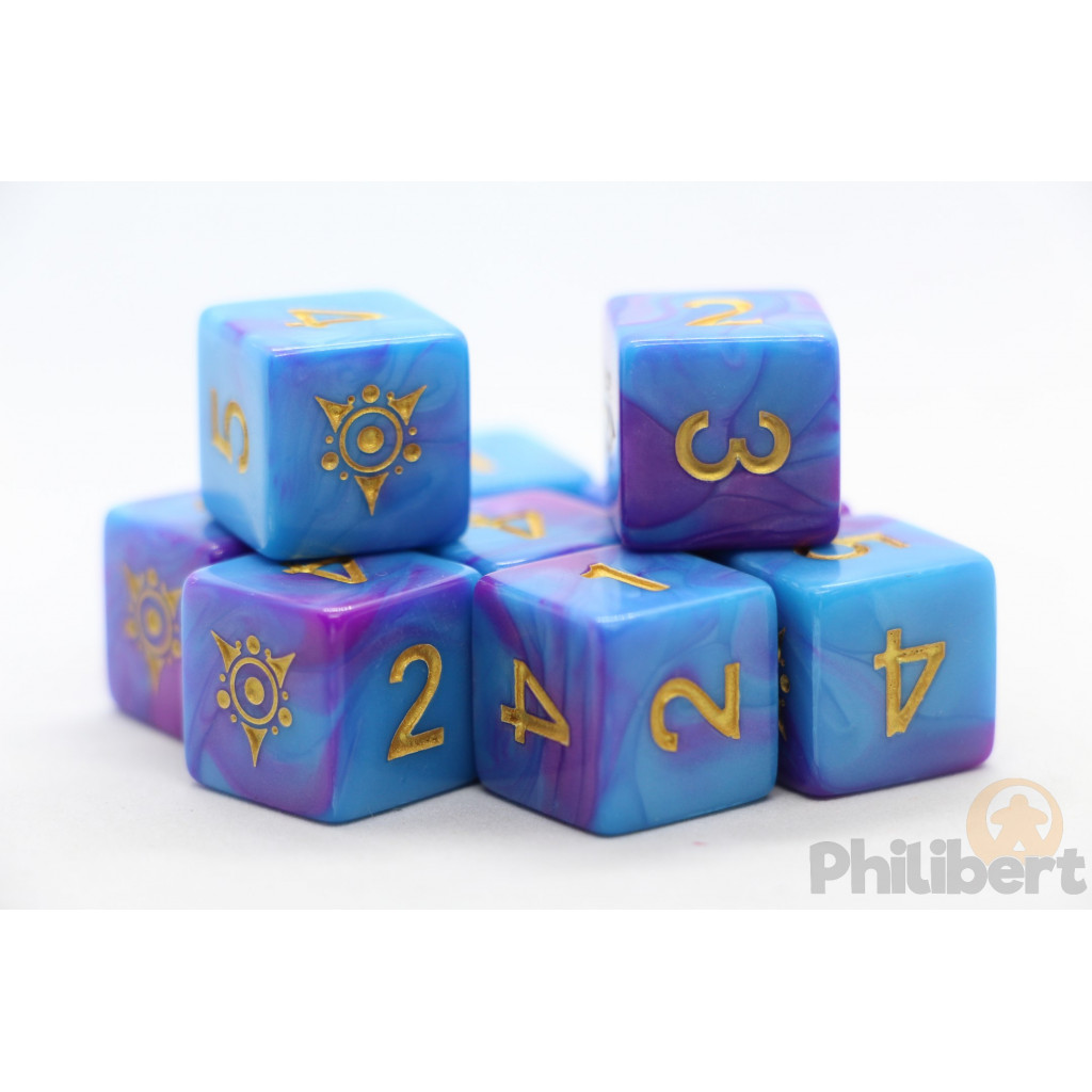 Set de 9 Dés 6 Faces Elder Dice: Sigil of the Dreamlands Kadathian Ice