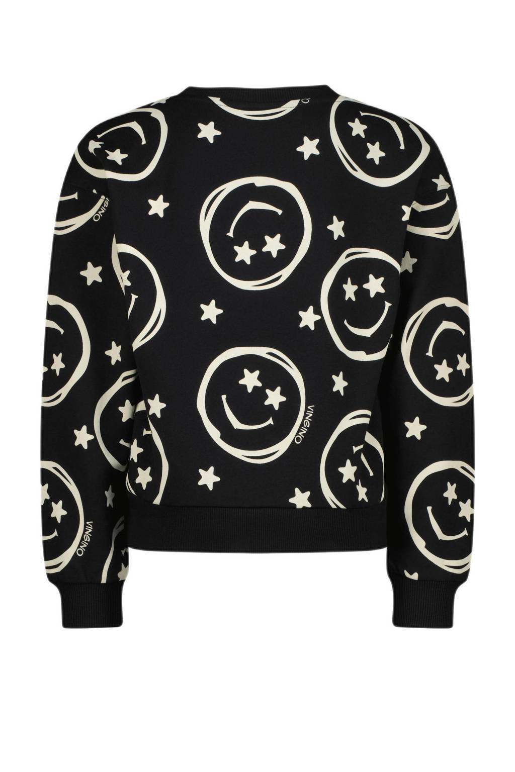 Vingino sweater Neshanta met all over print zwart/beige