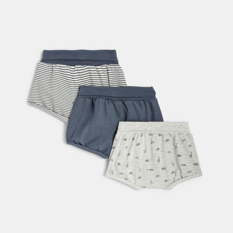Short en maille savane (lot de 3) bleu naissance Bleu